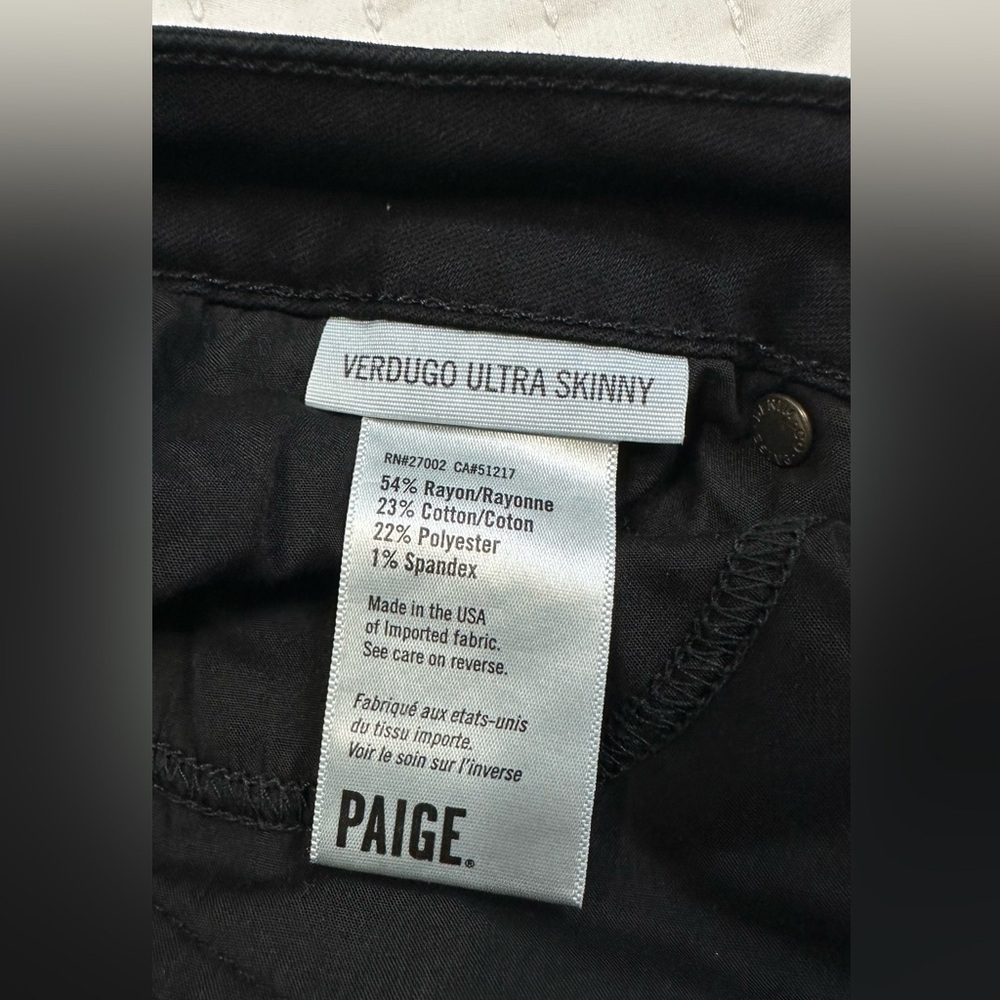 PAIGE Verdugo Ultra Skinny Mid Rise Black Stretchy Jeans Pants
Womens Size 27x30 - Picture 12 of 15